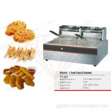 Stainless Steel 5KW Electric Deep Fryer With Basket , 2 Bas